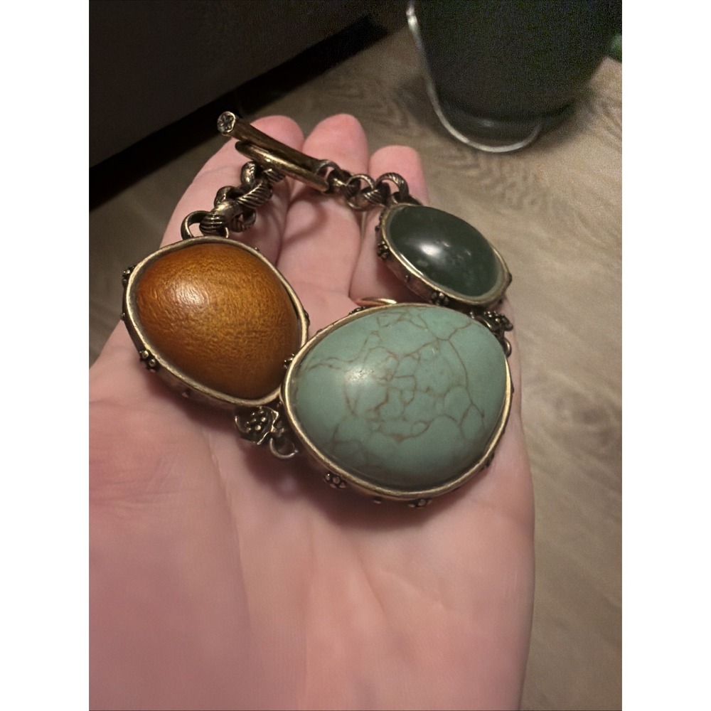 Lucky Brand Turquoise Gold Mixed Colored Stones Bracelet Clasp - Picture 3 of 7